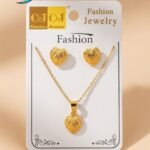 gold-plated chain necklace and matching stud earrings, (Copy)