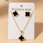 gold-plated chain necklace and matching stud earrings,