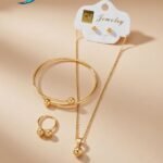 4-piece fashion jewelry set containing a necklace, earrings,
