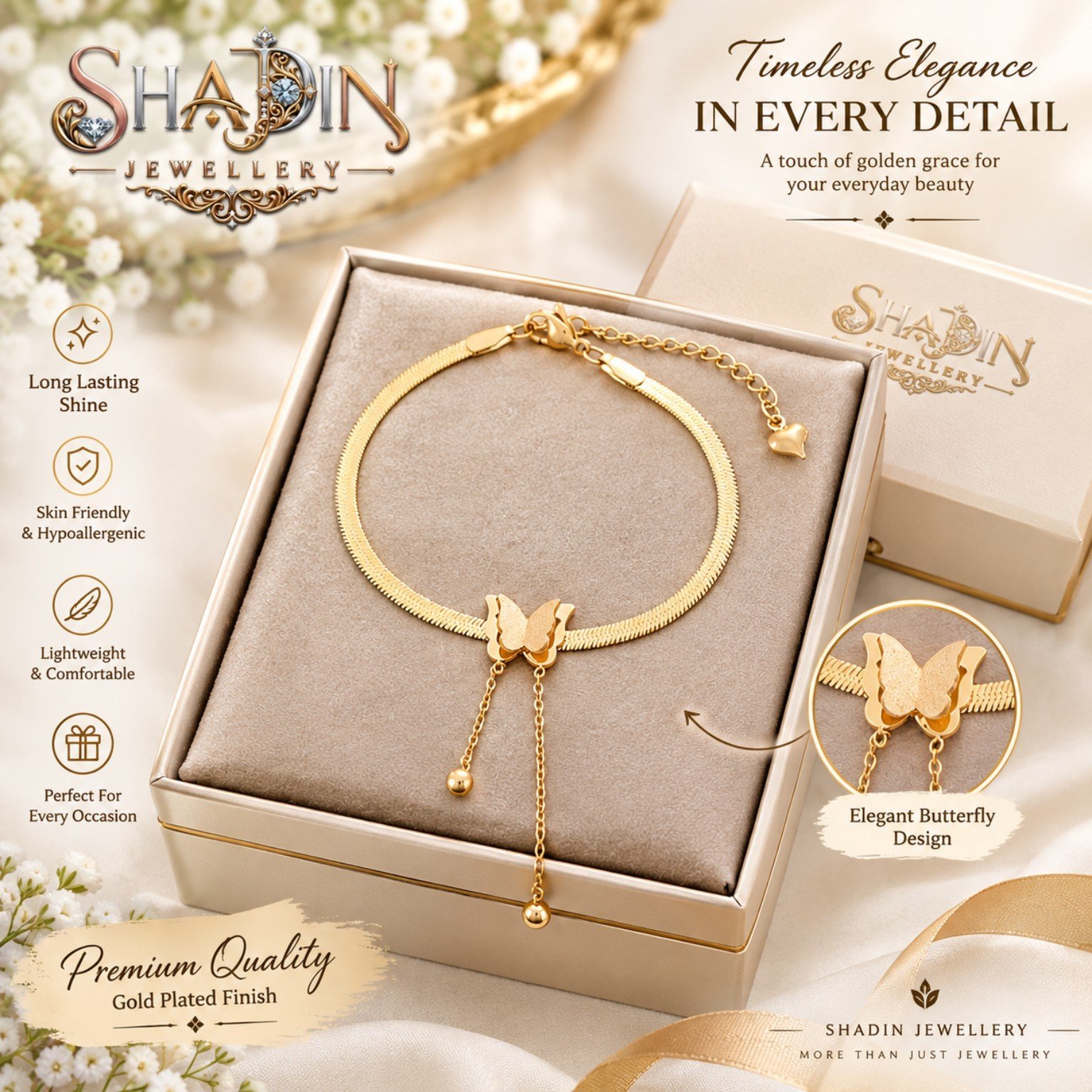 2026/10/1000107120.jpg Premium Butterfly Gold Plated Anklet | Elegant Adjustable Payel - Image 1